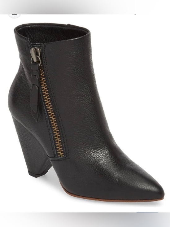 Splendid Shoes - Splendid Neva ankle boots booties zipped cone heel pebbles leather black sz 8.5